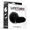 LATETOBED BDSM LINE Plug Anal de Metal con Cola de Zorro Sedoso 40 cm Negro